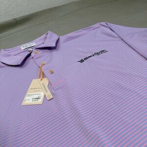 New Peter Millar Summer Comfort Polo XL Blue Pvale Stripe Black MS25EK03S-6559